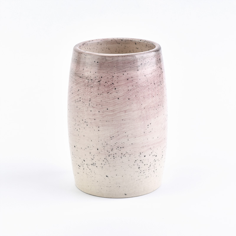 Cylinder ceramic candle holder with hand painted decoration vase jar 