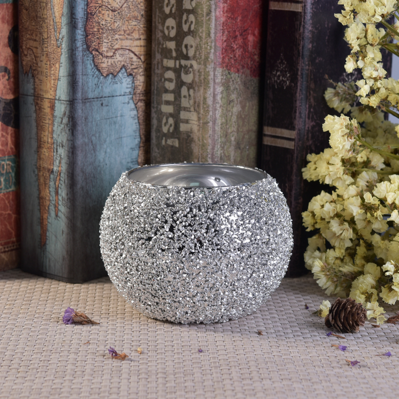 Unique design silver ball-shape glass candle vessels