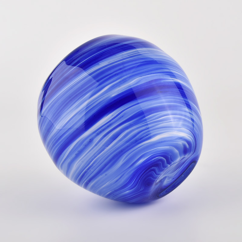 Sunny glassware luxury blue and white 10oz glass candle holder for supplier Sunny glassware luxury blue and white 10oz glass candle holder for supplier