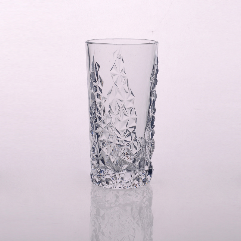 Tall glass cup with attractive emboss