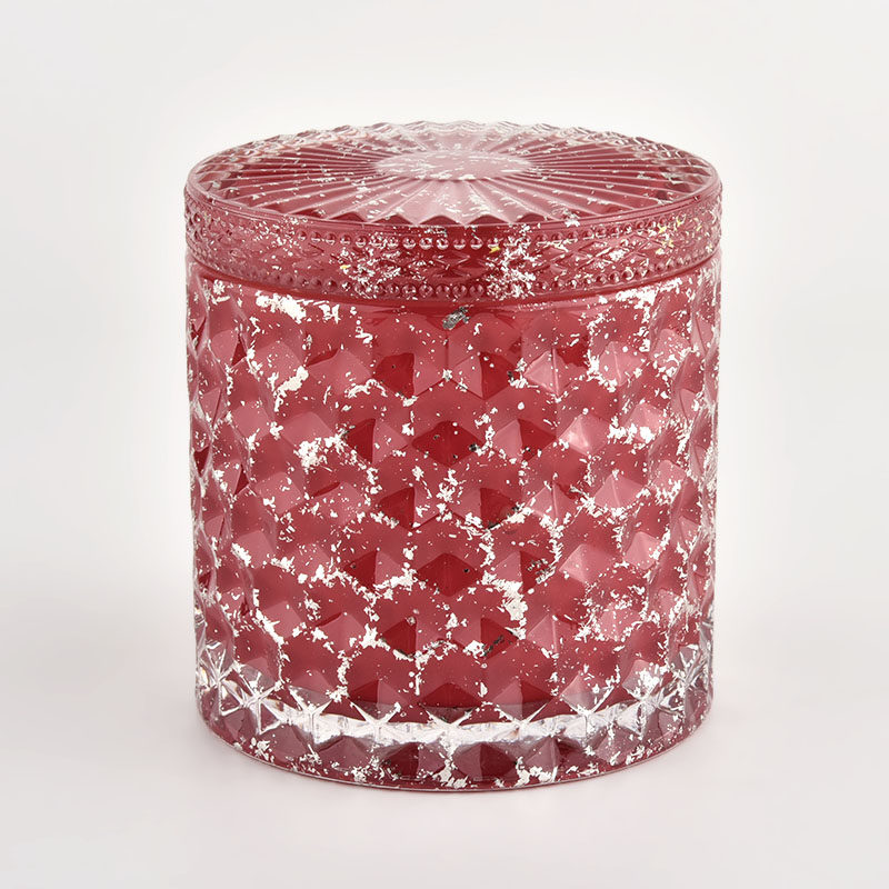 High quality red home decoration candlestick storage candle glass jar with lid High quality red home decoration candlestick storage candle glass jar with lid