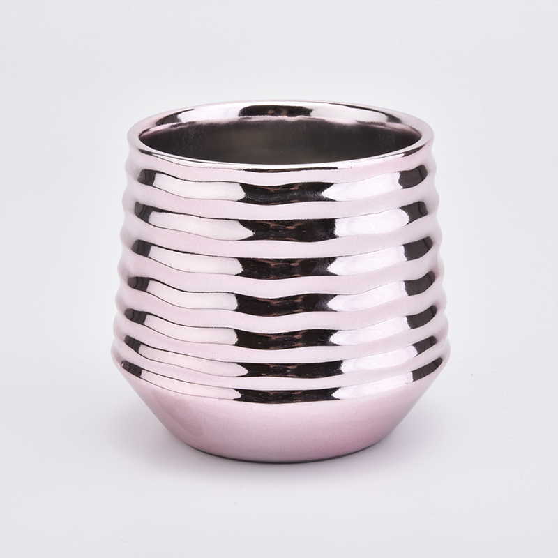 Rose gold color ceramic candle jar wholesale