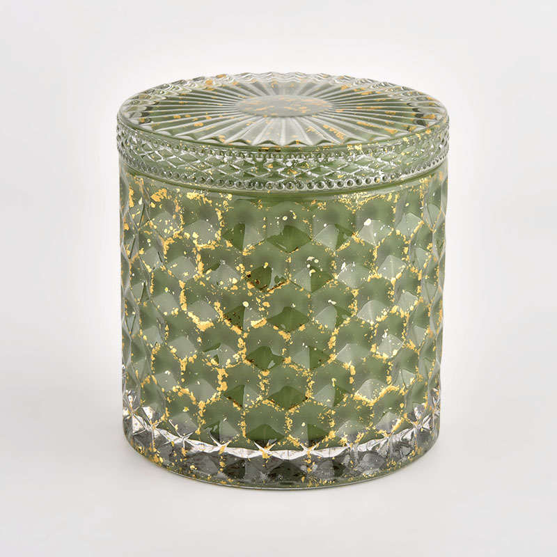 Empty green Candle Vessels with lids Glass Container Wholesale Empty green Candle Vessels with lids Glass Container Wholesale