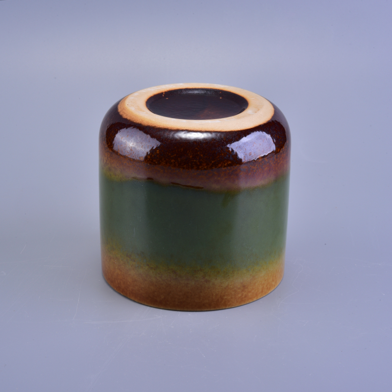 Multicolor luster glaze ceramic candle vessel
