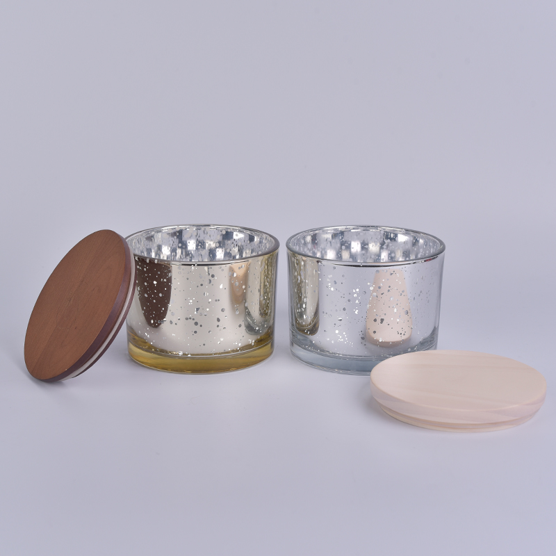 12 oz mercury glass candle box with wooden lid