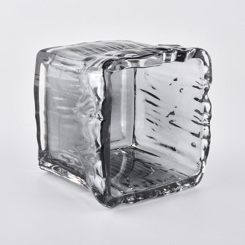 Gray Square Glass Candle Vessel