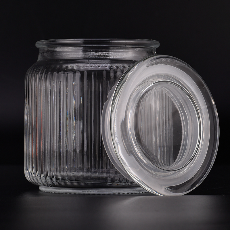 Luxury design 600ml clear glass candle jar with lid