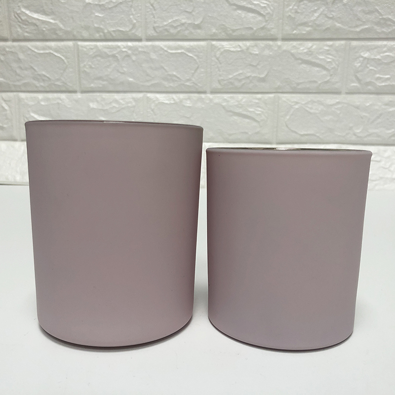 8oz 10oz Matte Pink Glass Candle Jars With Gold Plating