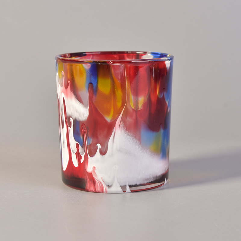 Oil paint effect Monnai color glass candle holder Oil paint effect Monnai color glass candle holder