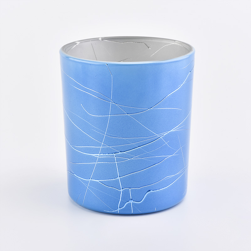 new decoration luxury glass candle jars Blue