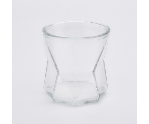 细腰玻璃烛台晶莹剔透的玻璃烛罐家居装饰