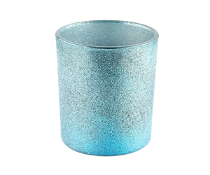 批发定制青色磨砂玻璃蜡烛罐在散装蜡烛容器