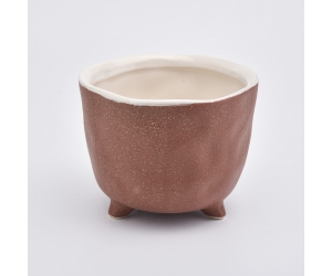 23oz 褐色沙粒效果陶瓷罐陶瓷蜡烛台