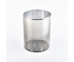 307ml烟熏灰色圆柱玻璃蜡烛容器