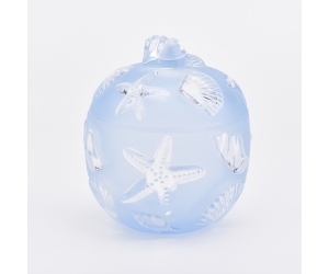 400ml淡蓝色星形玻璃蜡烛罐带盖