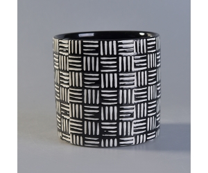 583ml黑色散装时尚设计装饰陶瓷蜡烛罐