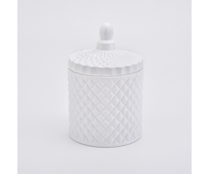6盎司宫殿风格喷哑白色玻璃蜡烛罐家庭装饰带盖烛台