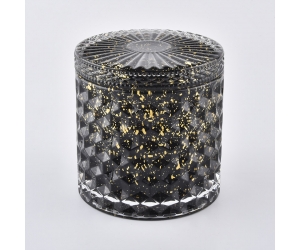 黑色Geo切玻璃带盖蜡烛罐
