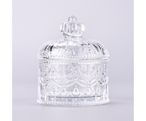定制设计皇冠带盖的玻璃蜡烛容器