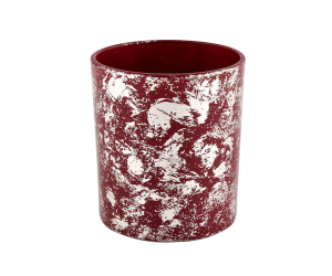 定制高品质的白色印刷灰尘和红色玻璃蜡烛罐