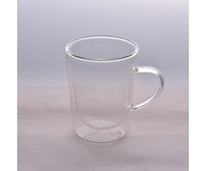 欧式9oz Borosilicate定制双层玻璃杯咖啡杯茶杯带把手