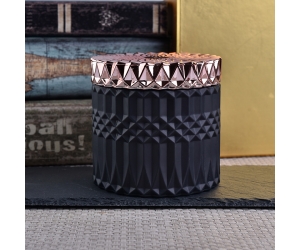 几何哑光黑色蜡烛罐架带盖家居装饰