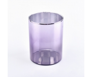 渐变紫色半透明离子镀玻璃烛台