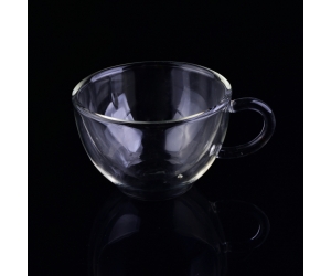 高品质150ml透明双层玻璃咖啡杯带手柄