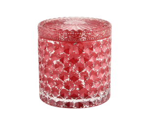 高品质红色家居装饰烛台储存蜡烛玻璃罐带盖