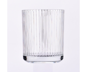 豪华定制透明440ml垂直线玻璃蜡烛罐