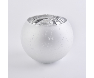 球形离子镀磨砂白色玻璃蜡烛罐圣诞家居装饰