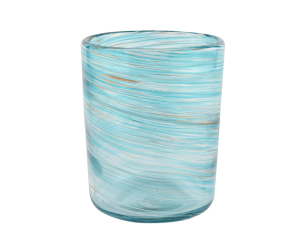 美阳玻璃制品蓝色圆柱体蜡烛制作罐批发