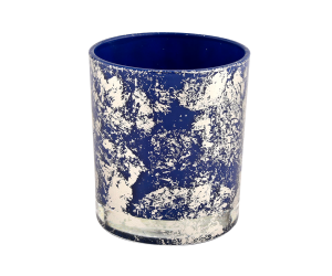 白色印刷灰尘与蓝色独特的蜡烛罐批发