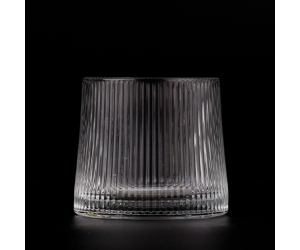 批发流行6oz空玻璃烛台垂直条纹透明玻璃罐