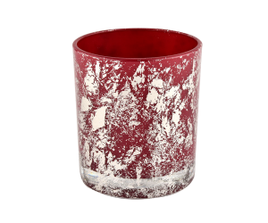 批发白色印刷灰尘和红色玻璃蜡烛罐高质量