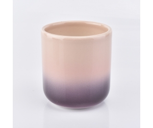弧形底粉色陶瓷蜡烛罐400ml