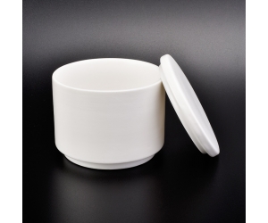 热销圆形白色陶瓷蜡烛罐带盖