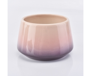 粉色和紫色渐变陶瓷釉面蜡烛罐