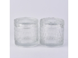 10oz Emboss pattern glass jars candle containers