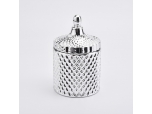Candelero de cristal plateado de galvanoplastia de lujo de 14 oz con tapa