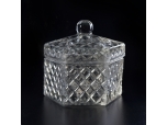 Candelero de cristal del diseño del Rhombus de la forma del hexágono 350ml con la tapa