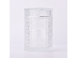 741 ml de jarra de velas de vidrio con contenedor de vela de patrón de flores de tapa