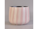 Tarro de vela esmaltado especial de cerámica rosa interior negro
