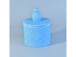 Candy color embossed ceramic candle holder with lid