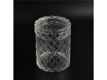 Clear diamond shaped surface glass jar with lid
