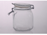 Clear glass straight-sided round jar