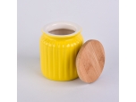 Colored stripe ceramic candle holder with lid wholesales