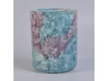 Colored wholesale cylinder marble candle jar glass