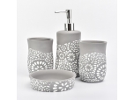 Concrete bathroom set gray color with white flower pattern