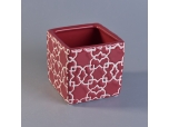 Cube red ceramic candle jar tealight candle holders